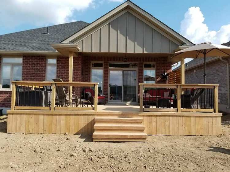 Custom pressure treated wood deck in Thorndale designed and installed by KeirCon Custom Carpentry