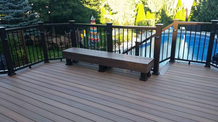 Composite Deck with Built in Bench Installed in London, Ontario