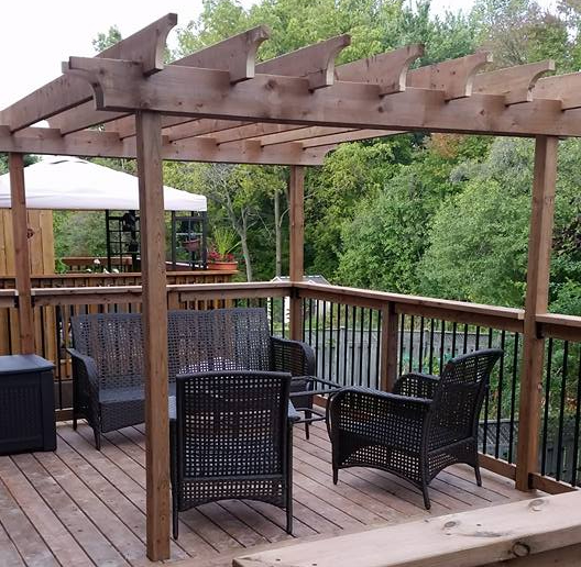 Patio Furniture Under Pergola Built on Wooden Deck Constructed by KeirCon